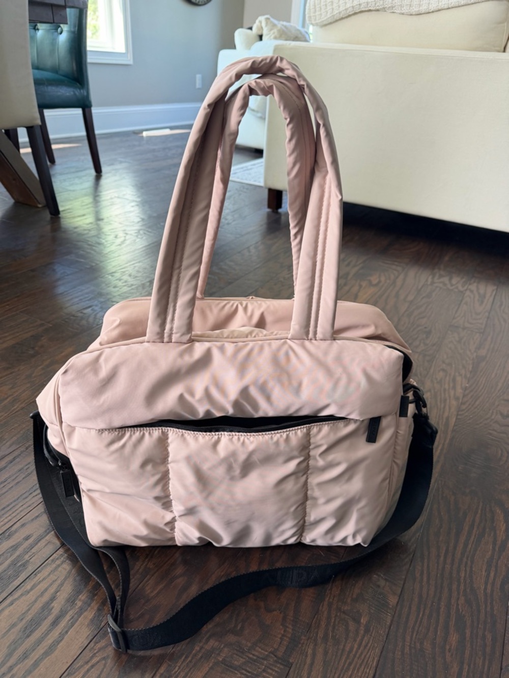 Calpak Dusty Pink Puffer Tote Bag